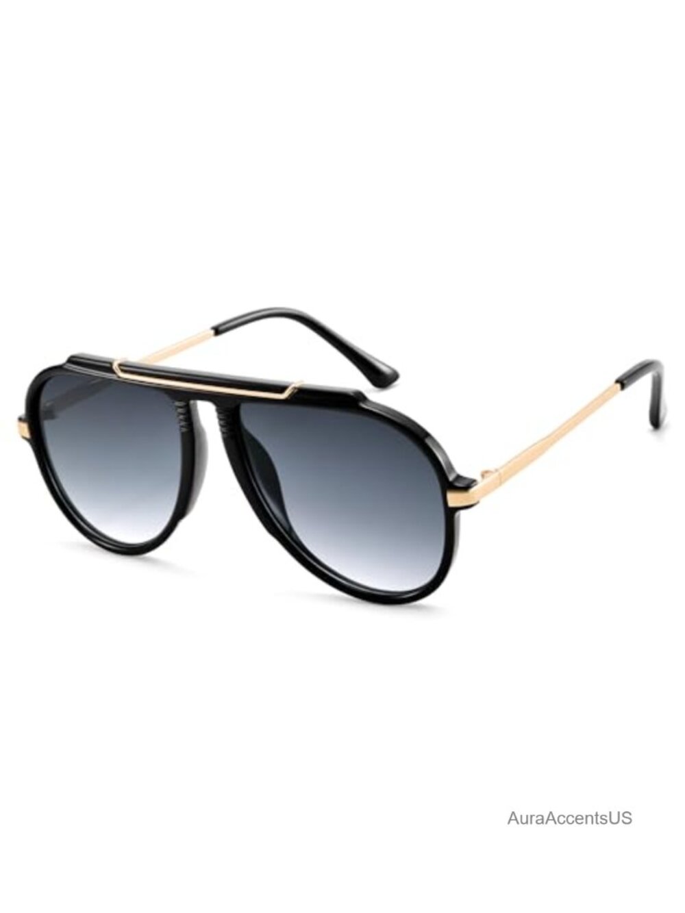 Oversized Retro Aviator Sunglasses Plastic Frame Metal Arms UV400